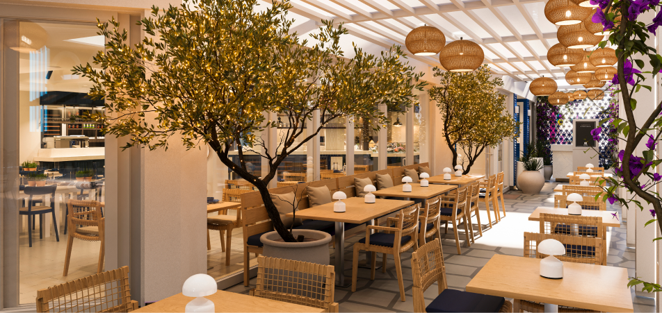 Paxos on the Go is your spot for Greek bites, cocktails, and views of the promenade | MSC Cruises